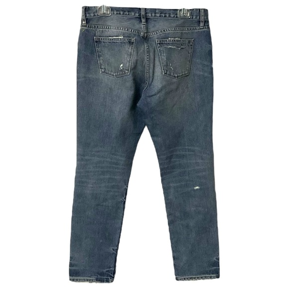 J.Crew Boyfriend Blue Denim Jean SZ 27‎ Women Straight Leg Distress Frayed Patch - Picture 4 of 6